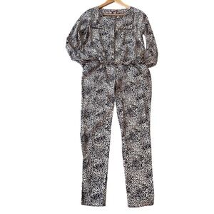 Only Pippa jumpsuit lightweight gold hardware animal print black white NWT